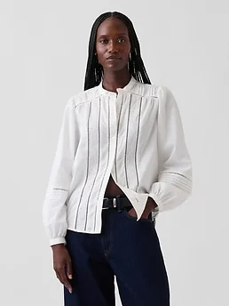 Embroidered Pintuck Top — reference image