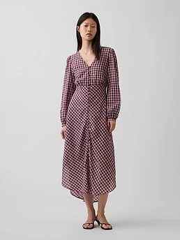 Voile Plaid Empire-Waist Maxi Dress — reference image
