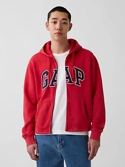 VintageSoft Relaxed Zip Logo Hoodie — reference image